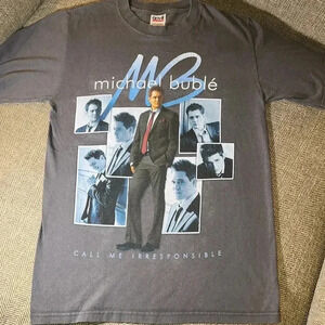 2008 Michael Bublé gray short sleeve t-shirt concert tour call me irresponsible